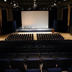 Kobayashi Hall theatre with bleacher, floor seats and stage