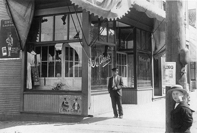 Damage to Japanese Store During 1907 Anti-Asiatic Riots, Vancouver BC. 1907. JCCC Original Photographic Collection. Japanese Canadian Cultural Centre. 2001.4.2.