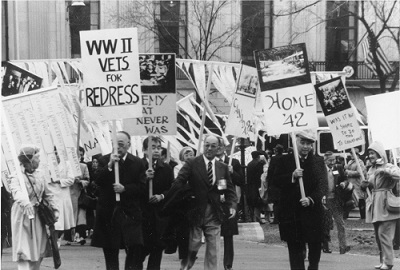 Redress Rally March in Ottawa, ON. 1988. Tosh Omoto/Momiji Collection. Japanese Canadian Cultural Centre. RD-003.