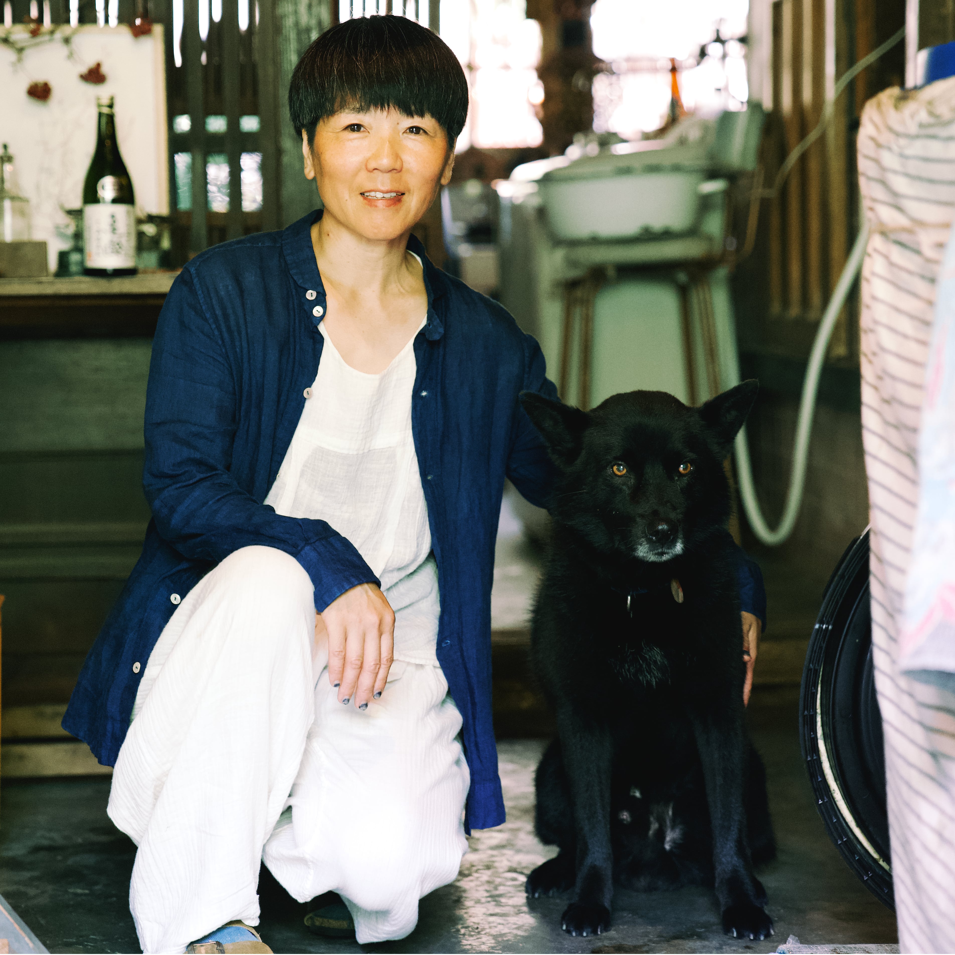Sachiko Watanabe with her dog