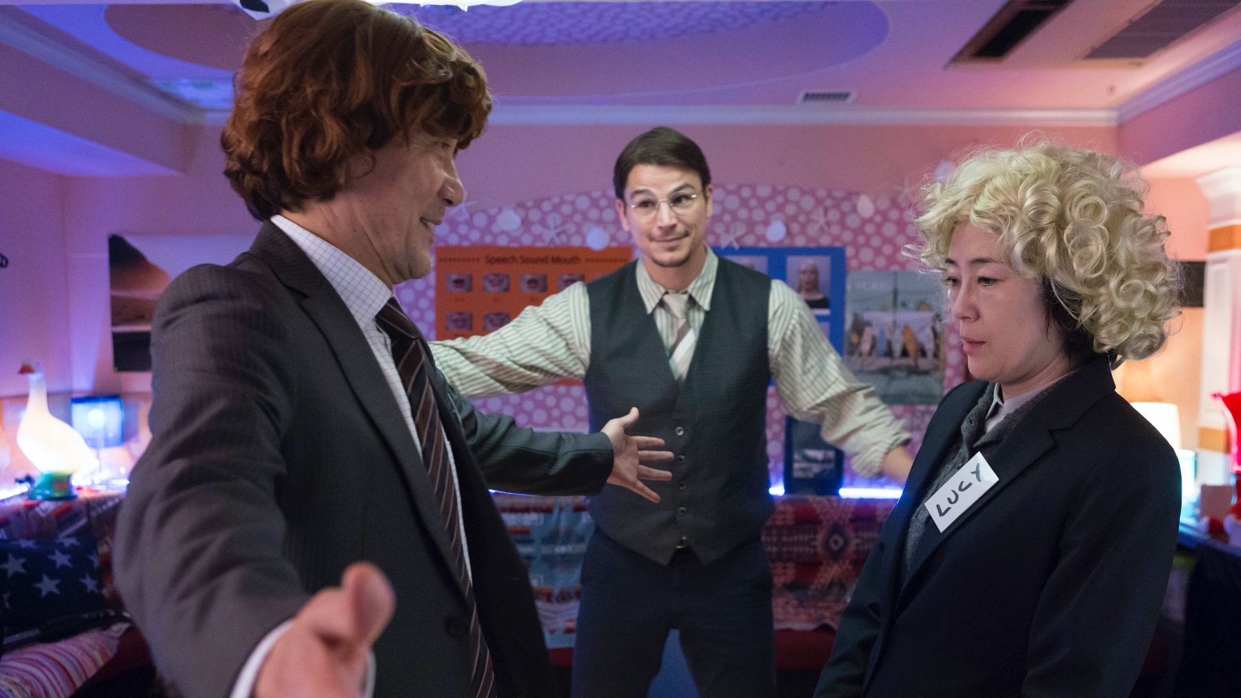 Conversational English class scene from movie, Oh Lucy!