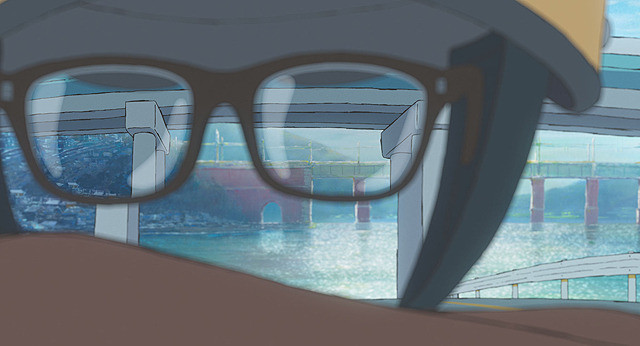 glasses looking through to roadway