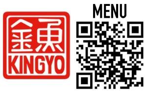Kingyo Restaurant logo and QR code for menu