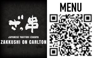 Zakkushi Carlton Logo and QR code