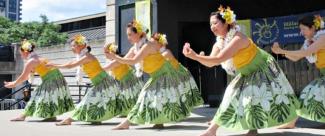 Hula dancers on stage