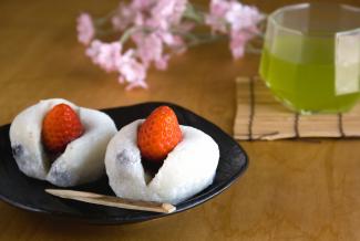 Manju with strawberry