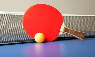 Ping pong paddle and ball