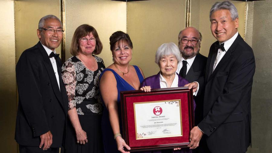 sakura award recipient accepting award