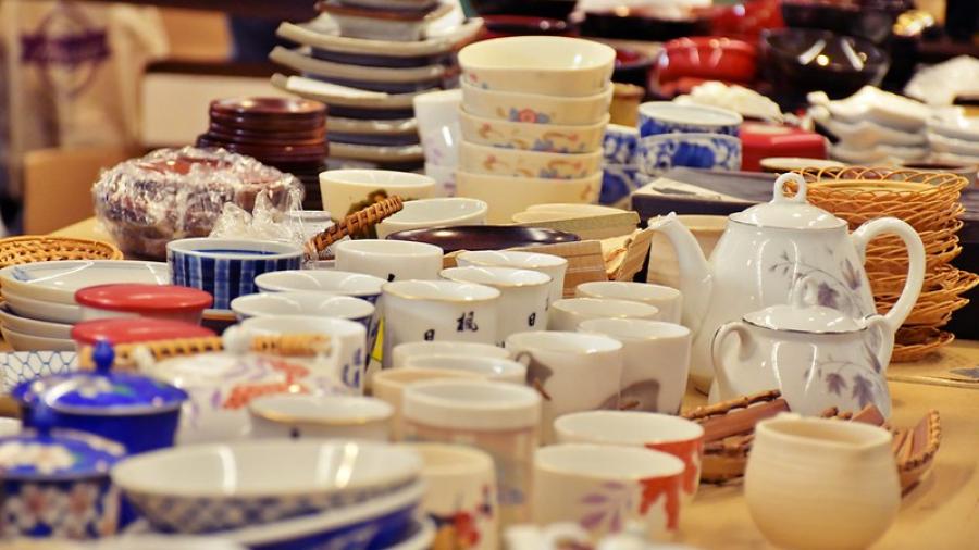 A collection of donated dishware