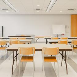 classroom set-up in multi-purpose room