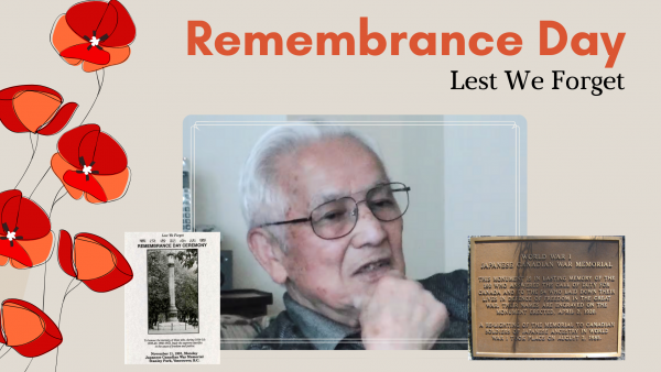 Remembrance Day 2021 - Memorial Plate, Japanese Lantern, and Mr. Nishio